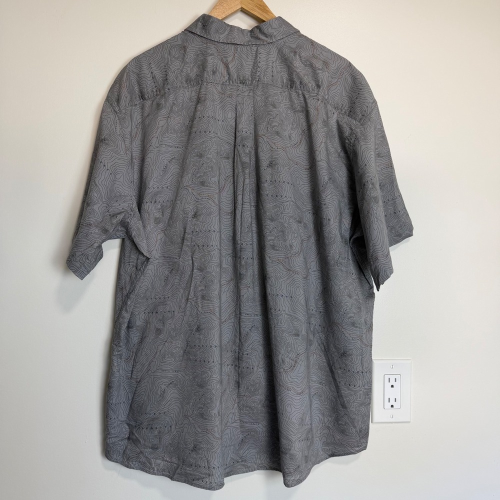 BNWT Eddie Bauer Vashon Topographic Map Print Shirt Grey Mens 2XL - Picture 2 of 10